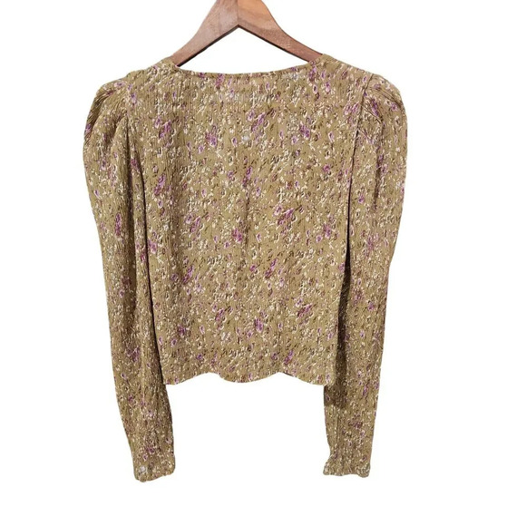 Astr The Label Twist Front Mustard Floral Top Size S - Picture 3 of 7